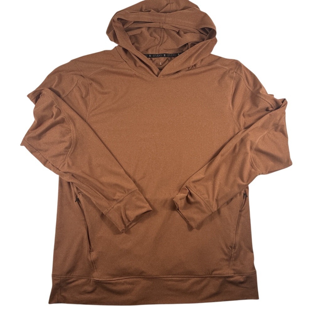 Xersion Hoodie Men's L Orange Active Quick‎ Dri Fit Connect Pocket Long Sleeve